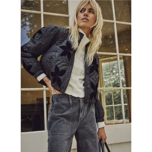 Free People Quinn Quilted Jacket Black Large NWT